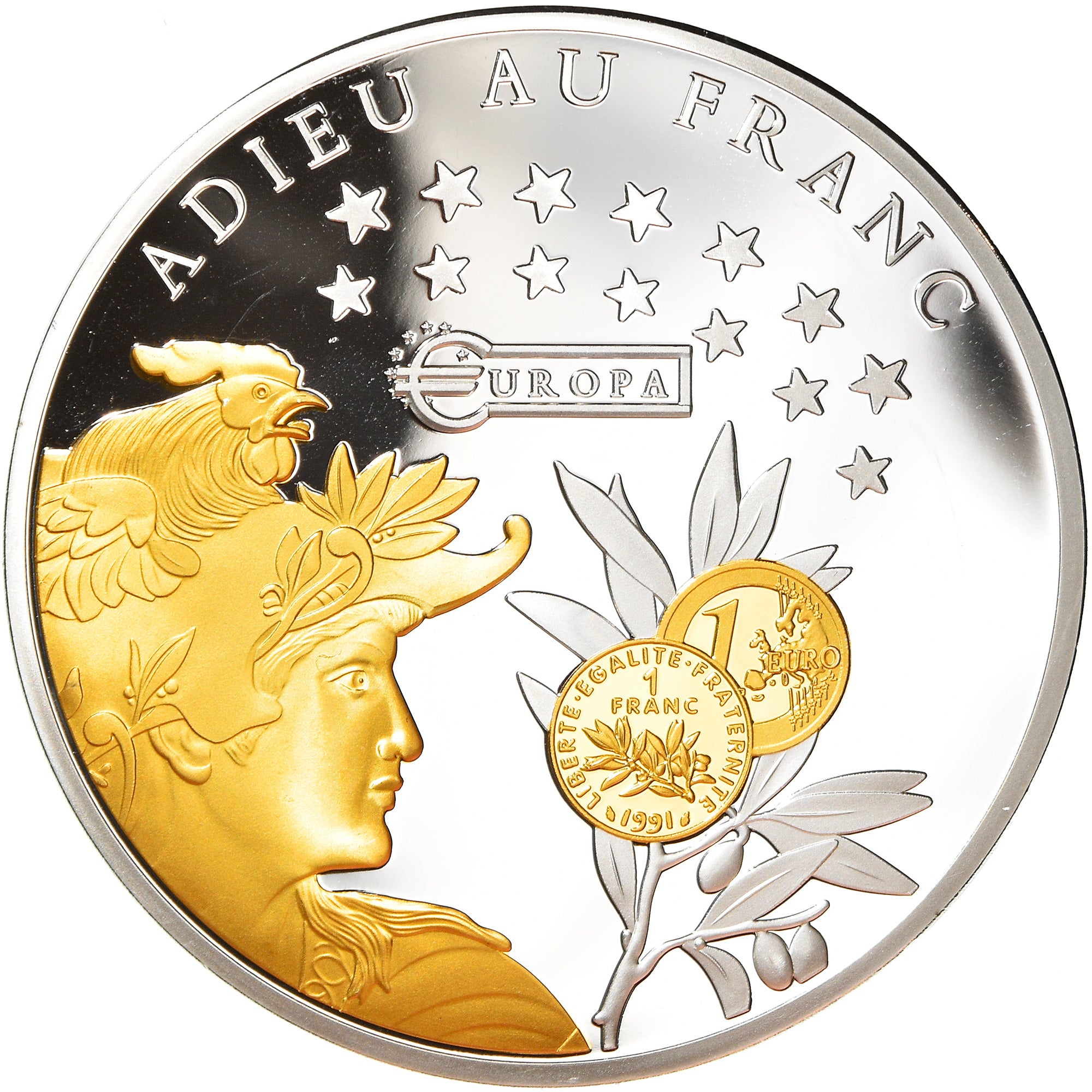 France, Médaille, 10 ans d'adieu au Franc, Les dernieres monnaies courantes