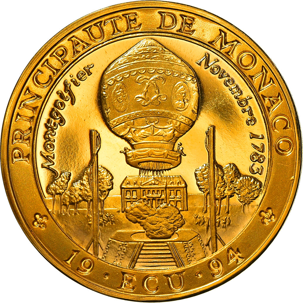 Monaco, Medal, Ecu Europa, Montgolfier, 1994, Copper Gilt, MS(63)