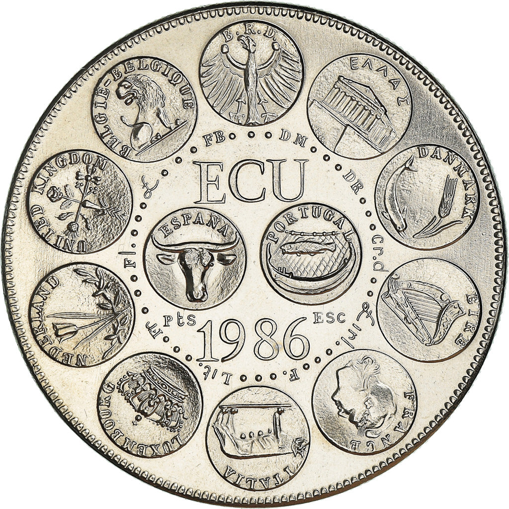 França, Medal, Ecu Europa, Marianne, Politics, 1986, Rodier, MS(65-70)