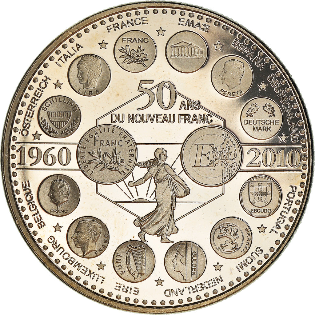 France, Medal, L'Europe des XXVII, 50 ans du nouveau Franc, Politics, 2010