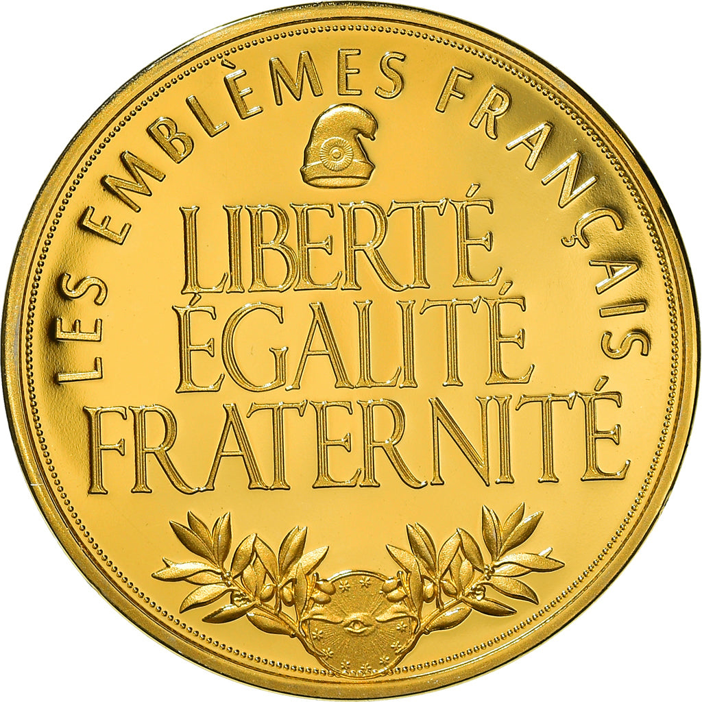 France, Medal, Les Emblèmes Français, La Tour Eiffel, MS(65-70), Copper Gilt