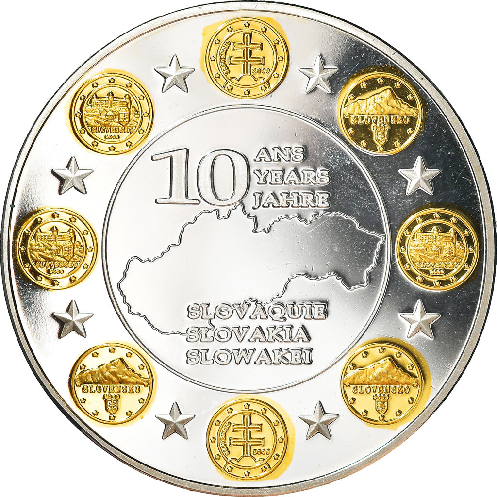 Francja, Medal, 10 Ans de l'Euro, Slovaquie, Politics, 2012, MS(65-70), Miedź