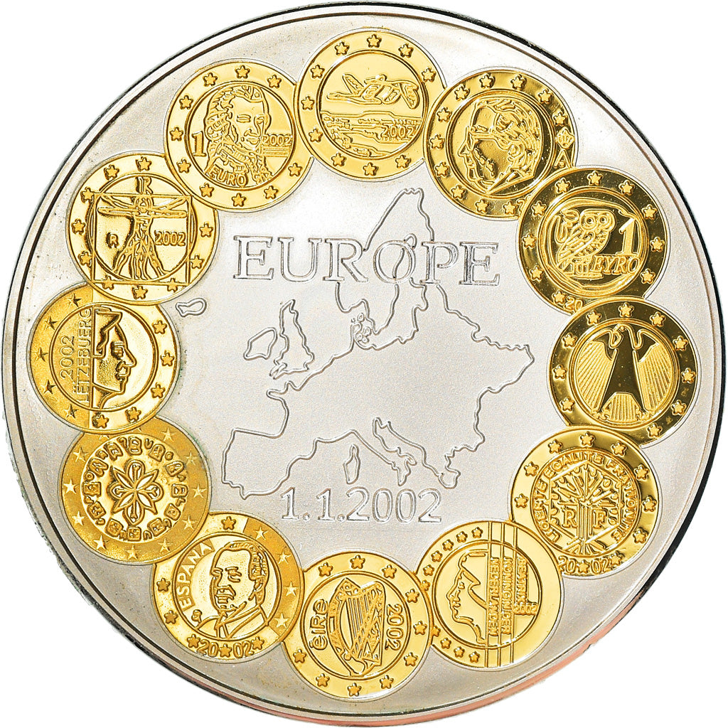 Frankreich, Medaille, L'Europe, 2002, STGL, Copper Plated Silver