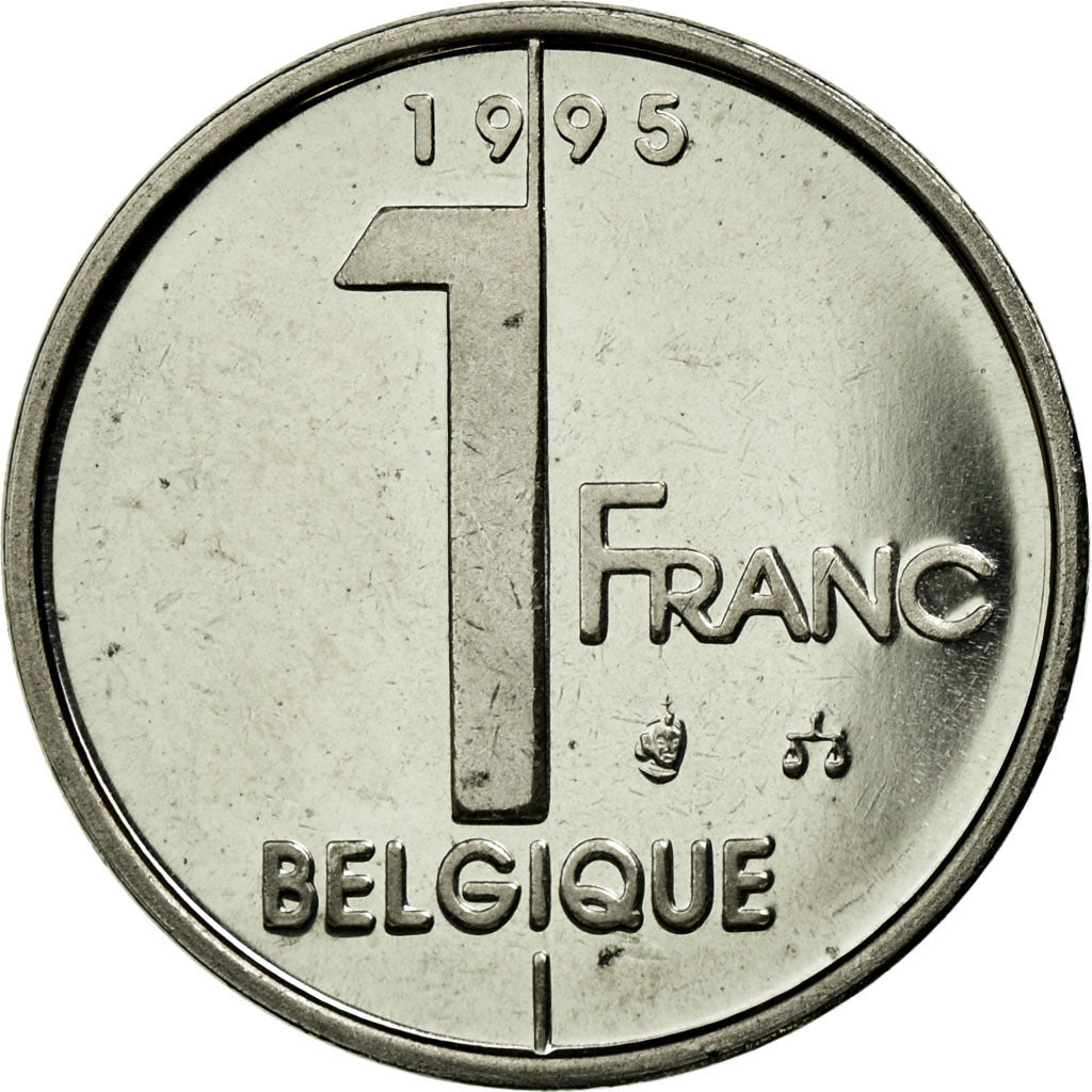 Coin, Belgium, Albert II, Franc, 1995, Brussels, MS(63), Nickel Plated Iron