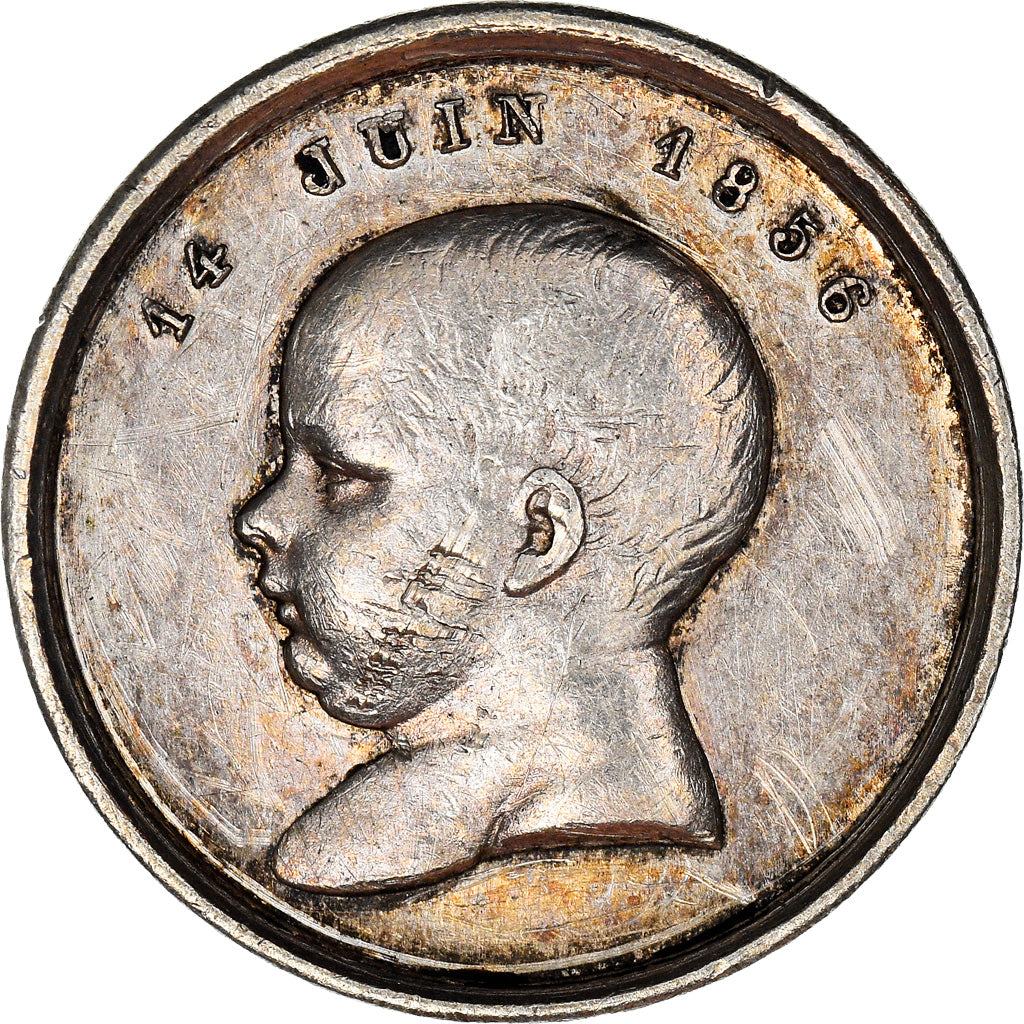 France, Médaille, Naissance de Napoléon IV, Quinaire, History, 1856, TTB+