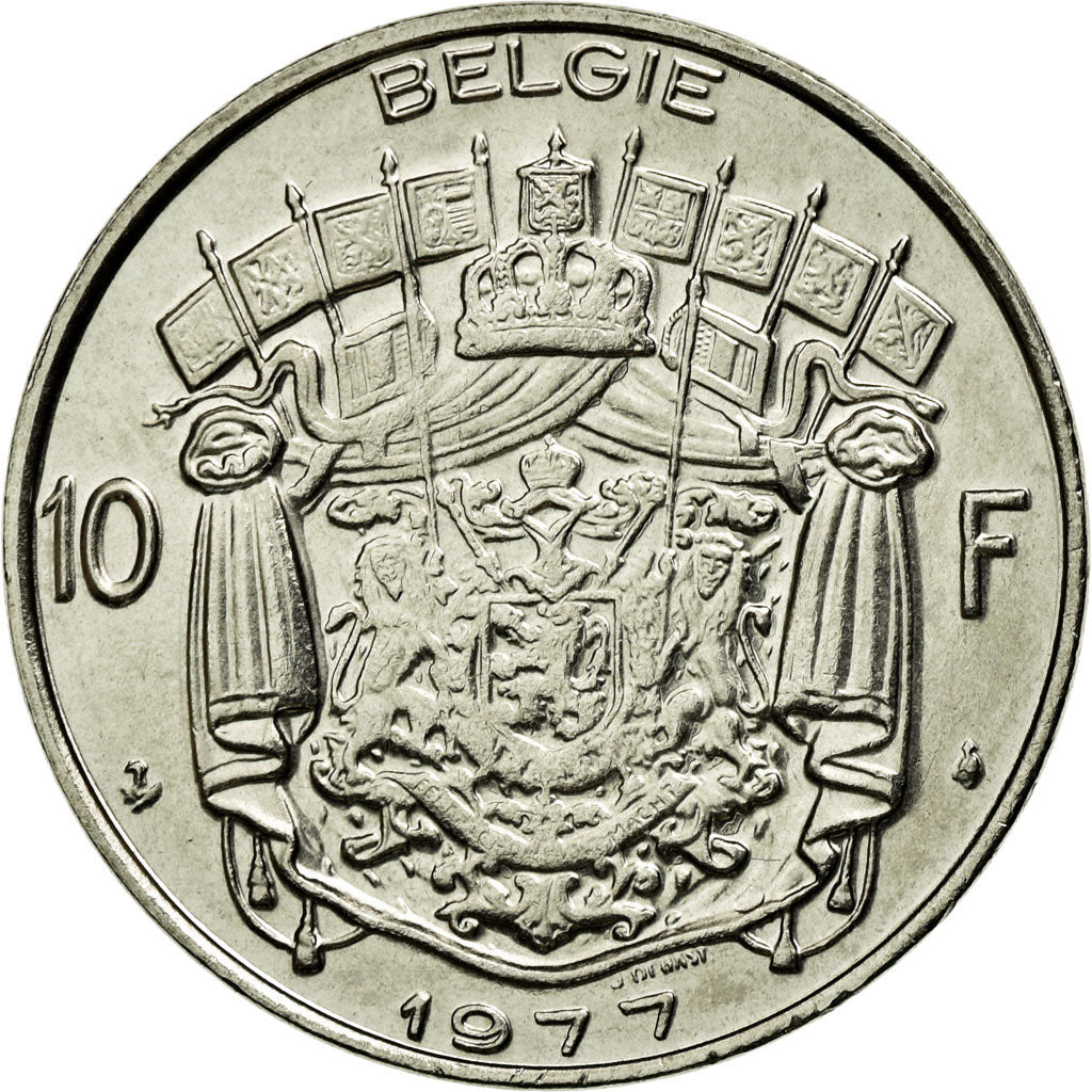 Coin, Belgium, 10 Francs, 10 Frank, 1977, Brussels, MS(63), Nickel, KM:156.1