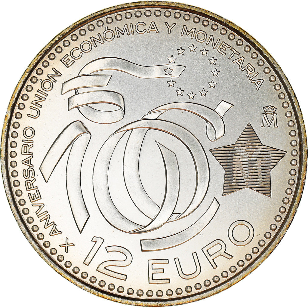 Spagna, 12 Euro, JUAN CARLOS I Y SOFIA, 2009, Madrid, SPL+, Argento, KM:1212