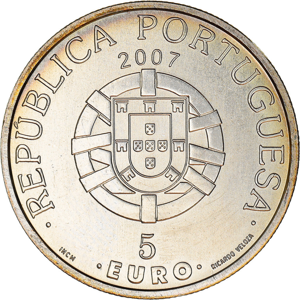 Portugal, 5 Euro, 2007, Lisbon, MS(63), Srebro, KM:782