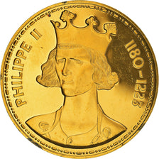 Frankreich, Medaille, Les Rois de France, Philippe II, History, VZ, Vermeil