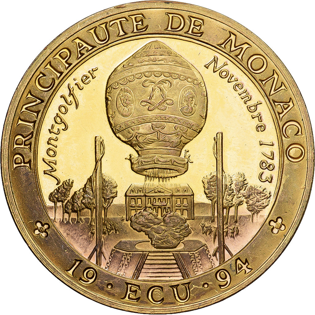 Monaco, Token, Ecu Europa, Montgolfier, 1994, AU(55-58), Copper-Nickel-Aluminum