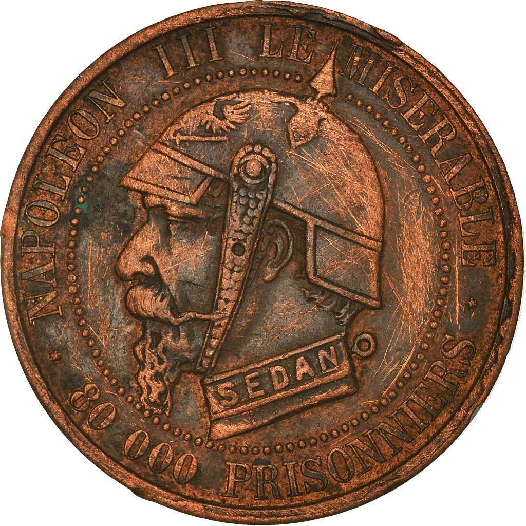 Francja, Token, Napoléon III, Satirique, Bataille de Sedan, Undated (1870)