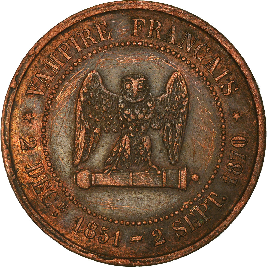 Francja, Token, Napoléon III, Satirique, Bataille de Sedan, Undated (1870)