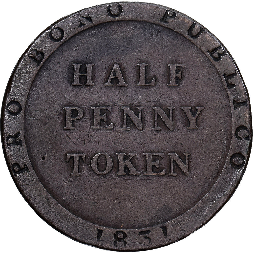 Coin, Isle of Man, 1/2 Penny, 1831, EF(40-45), Copper, KM:Tn21.1