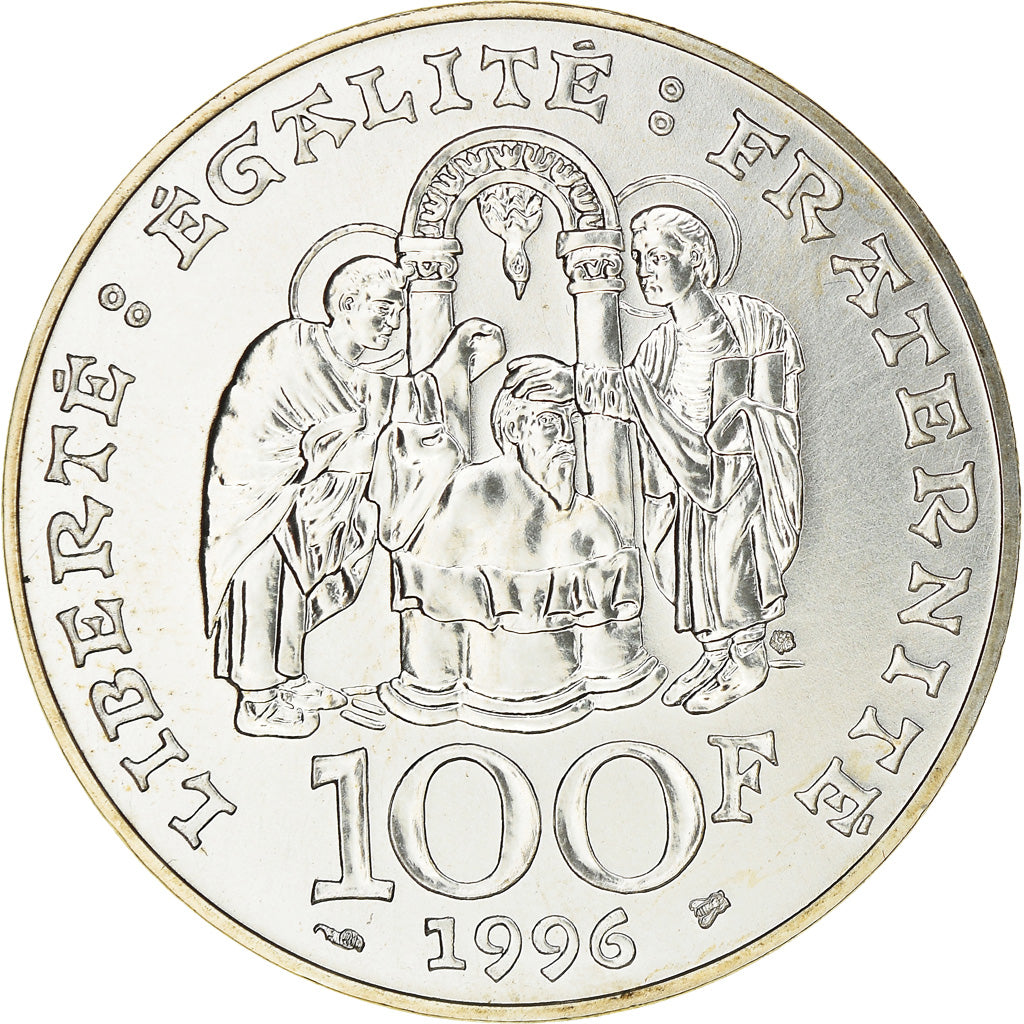 Coin, France, Clovis, 100 Francs, 1996, ESSAI, MS(65-70), Silver