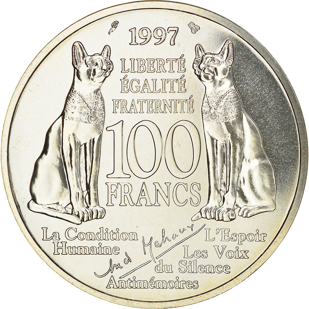 Moneta, Francia, André Malraux, 100 Francs, 1997, ESSAI, FDC, Argento