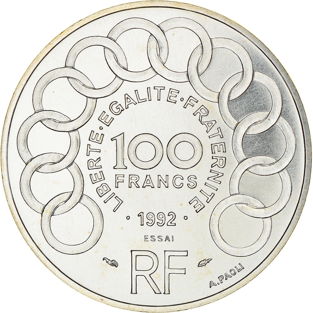 Coin, France, Jean Monnet, 100 Francs, 1992, ESSAI, MS(65-70), Silver