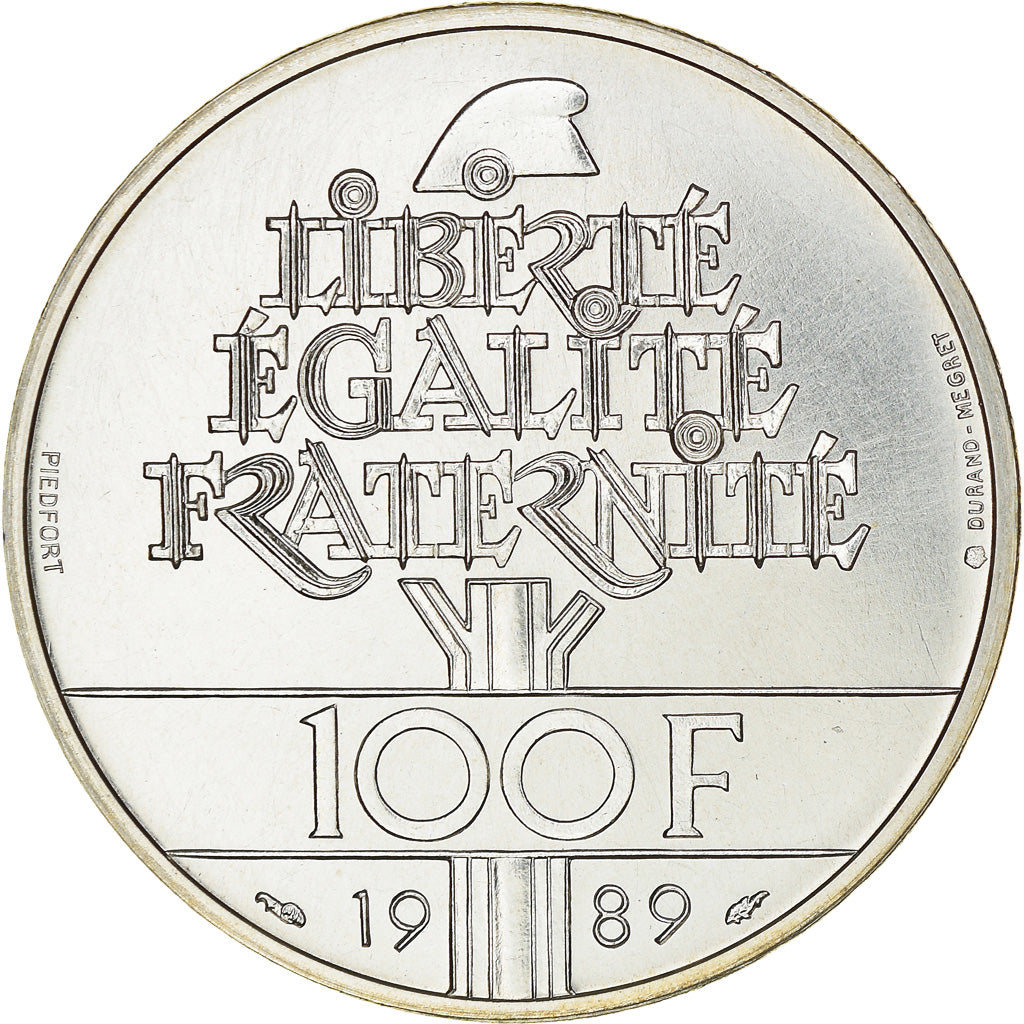 Moneda, Francia, Fraternité, 100 Francs, 1989, Piéfort, FDC, Plata, KM:P1008