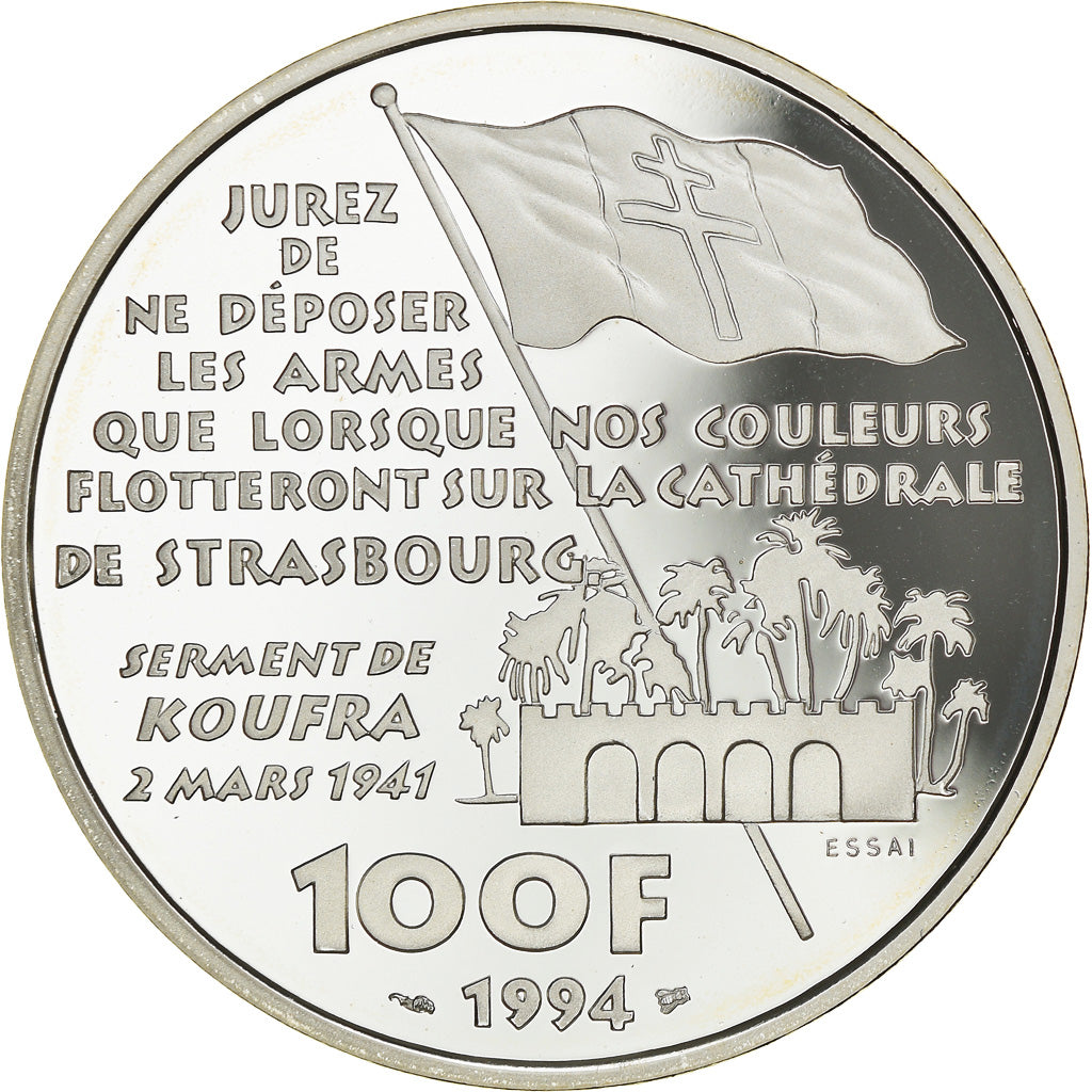 Coin, France, Philippe Leclerc de Hauteclocque, 100 Francs, 1994, ESSAI