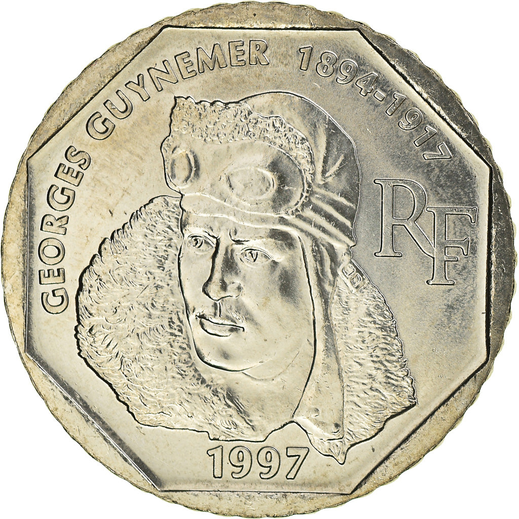 Münze, Frankreich, Guynemer, 2 Francs, 1997, UNZ, Nickel, KM:1187, Gadoury:550