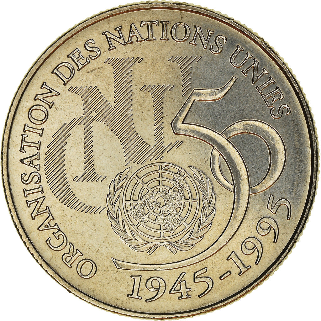Moneta, Francia, ONU, 5 Francs, 1995, FDC, Nichel, Le Franc:345/1