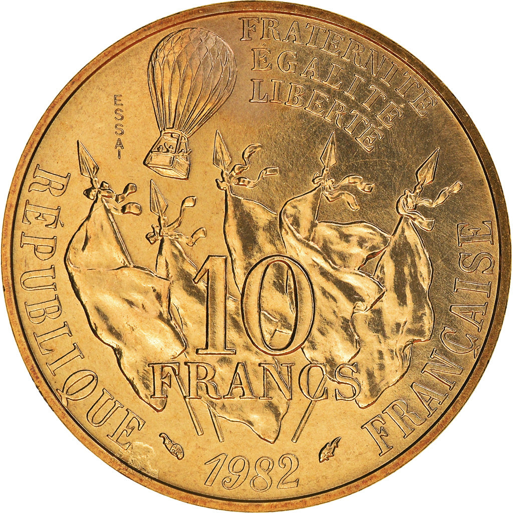 Moneta, Francja, Gambetta, 10 Francs, 1982, PRÓBA, MS(65-70), Miedź-Nikiel