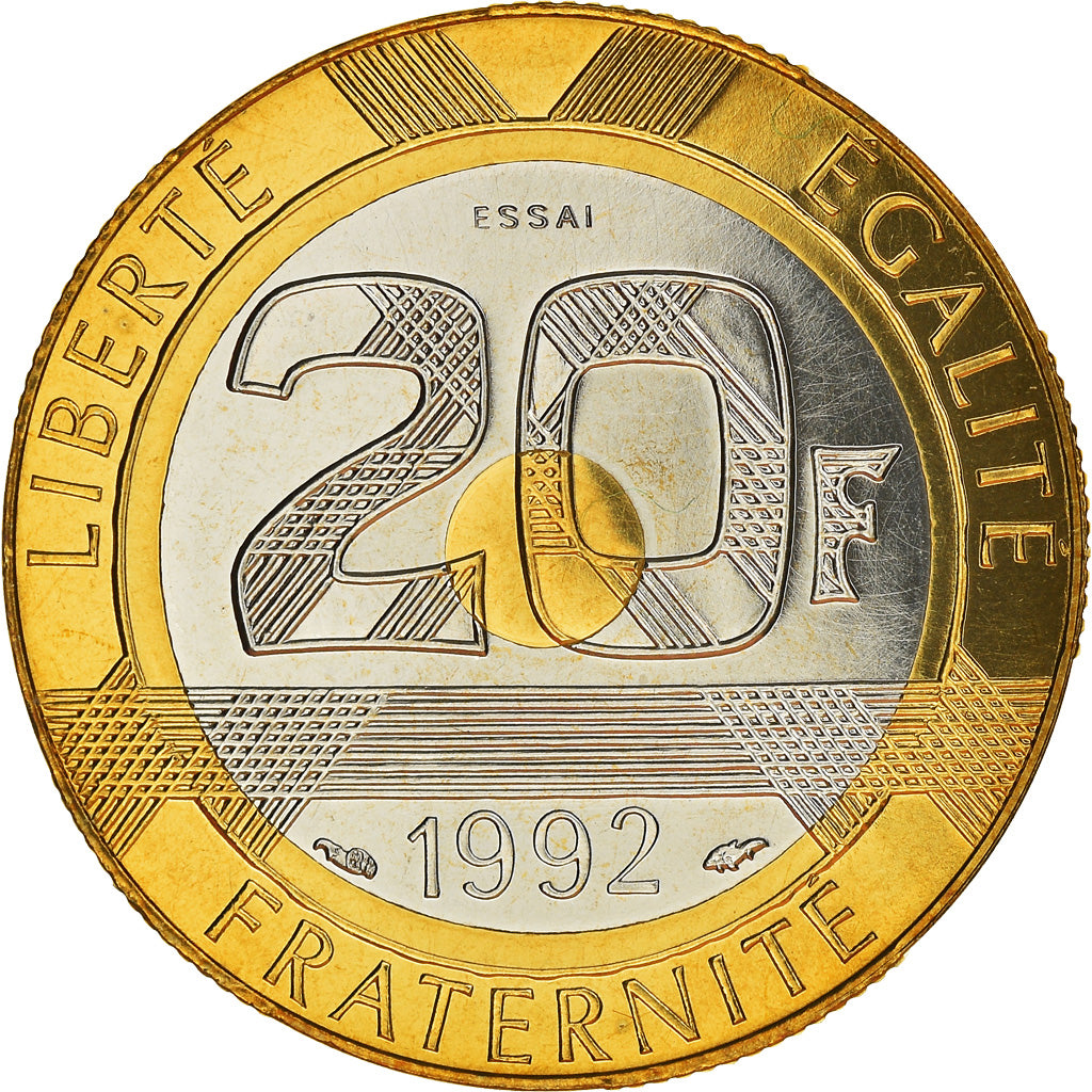 Munten, Frankrijk, Mont Saint Michel, 20 Francs, 1992, ESSAI, FDC, Tri-Metallic