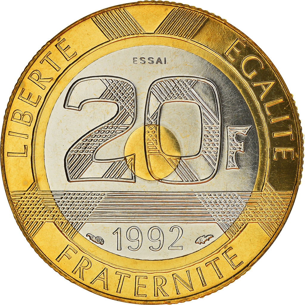 Monnaie, France, Mont Saint Michel, 20 Francs, 1992, ESSAI, FDC, Tri-Metallic