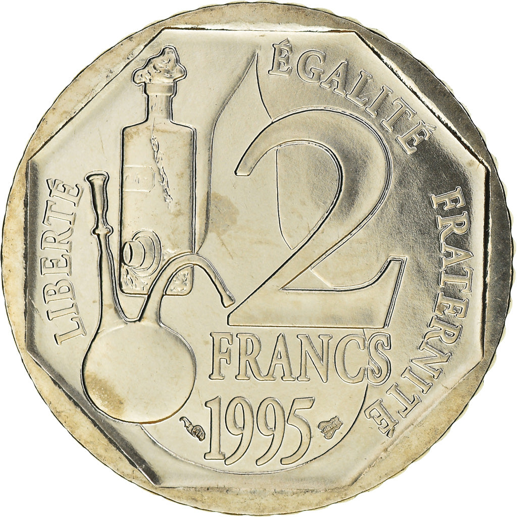 Coin, France, Pasteur, 2 Francs, 1995, Pessac, ESSAI, MS(65-70), Nickel