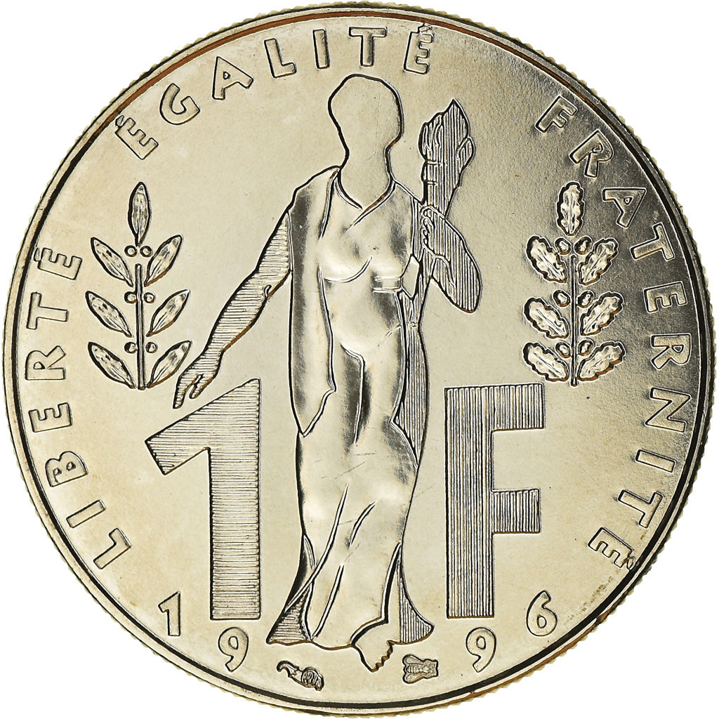 Coin, France, Jacques Rueff, 1 Franc, 1996, Paris, ESSAI, MS(63), Nickel