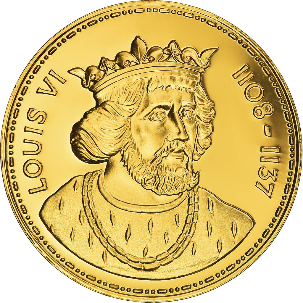 Francia, medaglia, Les Rois de France, Louis VI, History, Proof, FDC, Vermeil