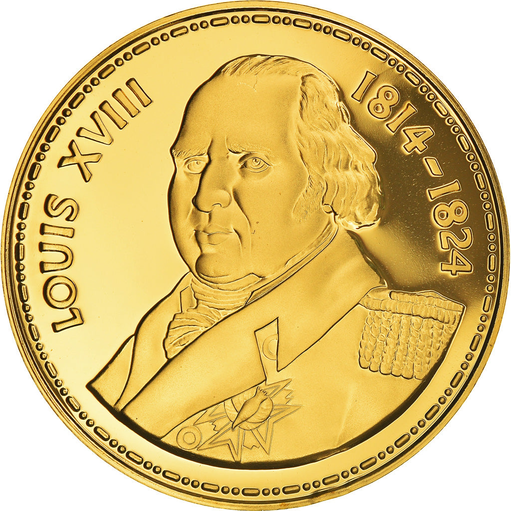 Francia, medalla, Les rois de France, Louis XVIII, History, Proof, FDC, Oro