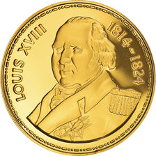 Francia, medalla, Les rois de France, Louis XVIII, History, Proof, FDC, Oro