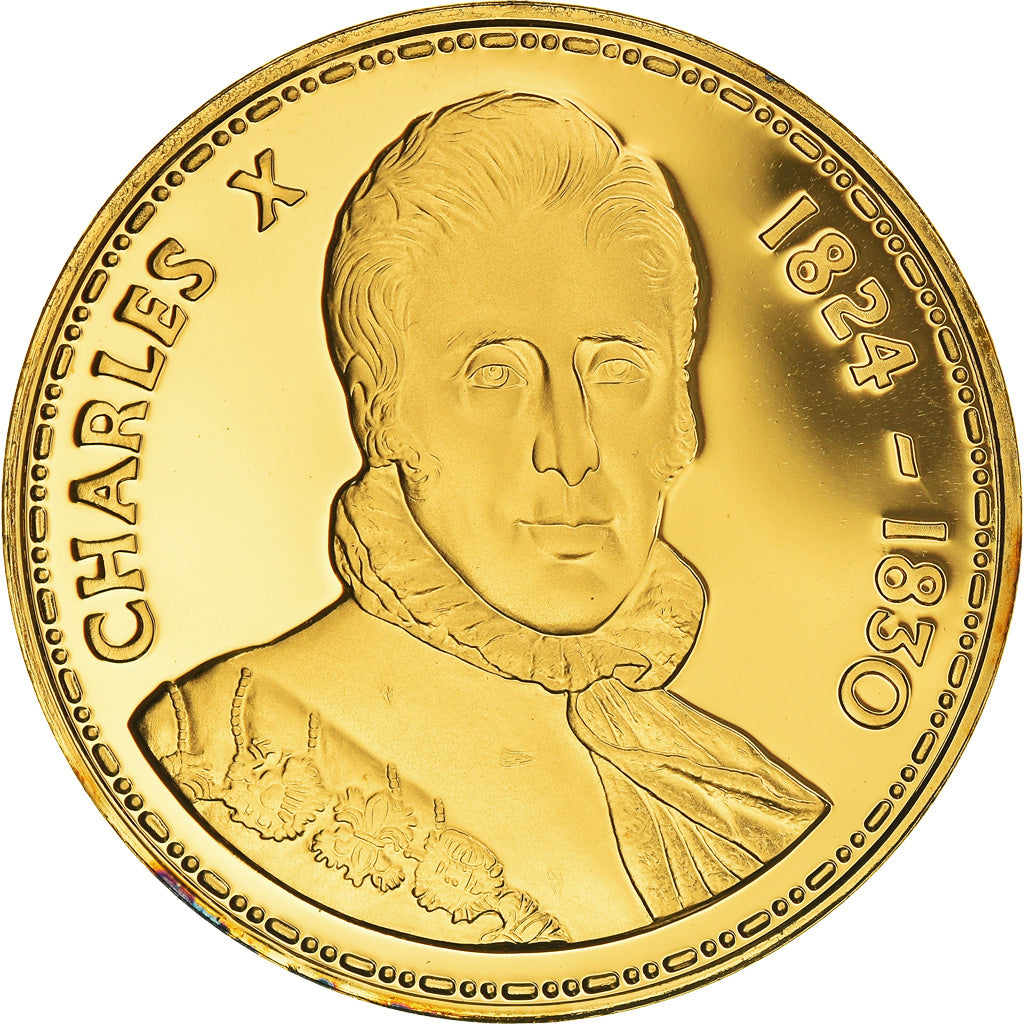 Frankrijk, Medaille, Les Rois de France, Charles X, History, Proof, FDC, Vermeil