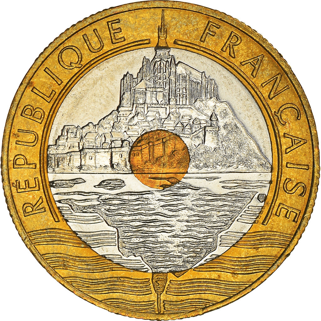 Coin, France, Mont Saint Michel, 20 Francs, 1996, Paris, MS(64), Tri-Metallic