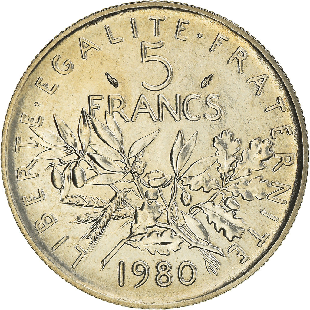 Münze, Frankreich, Semeuse, 5 Francs, 1980, Paris, STGL, Nickel Clad