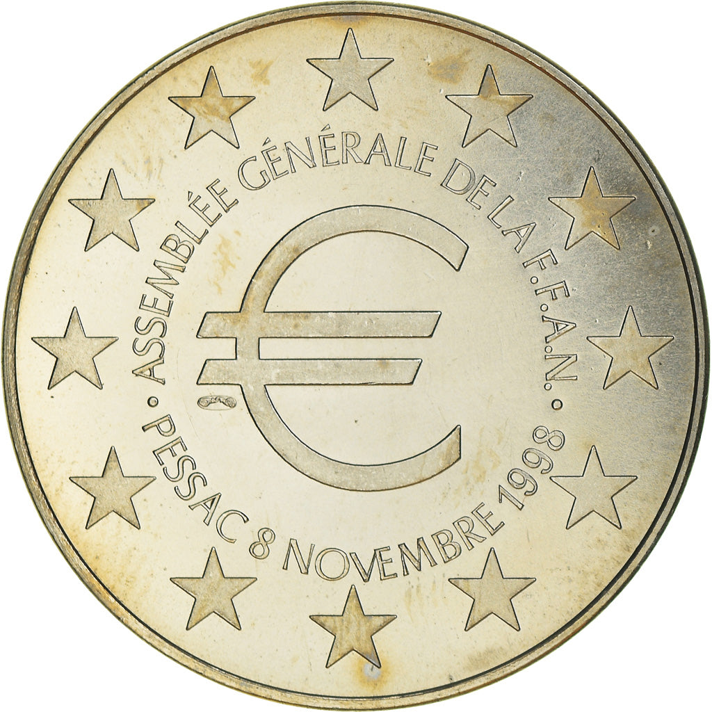 France, Token, 25 Ans de la FFAN, Pessac, 1998, MS(63), Copper Plated Silver