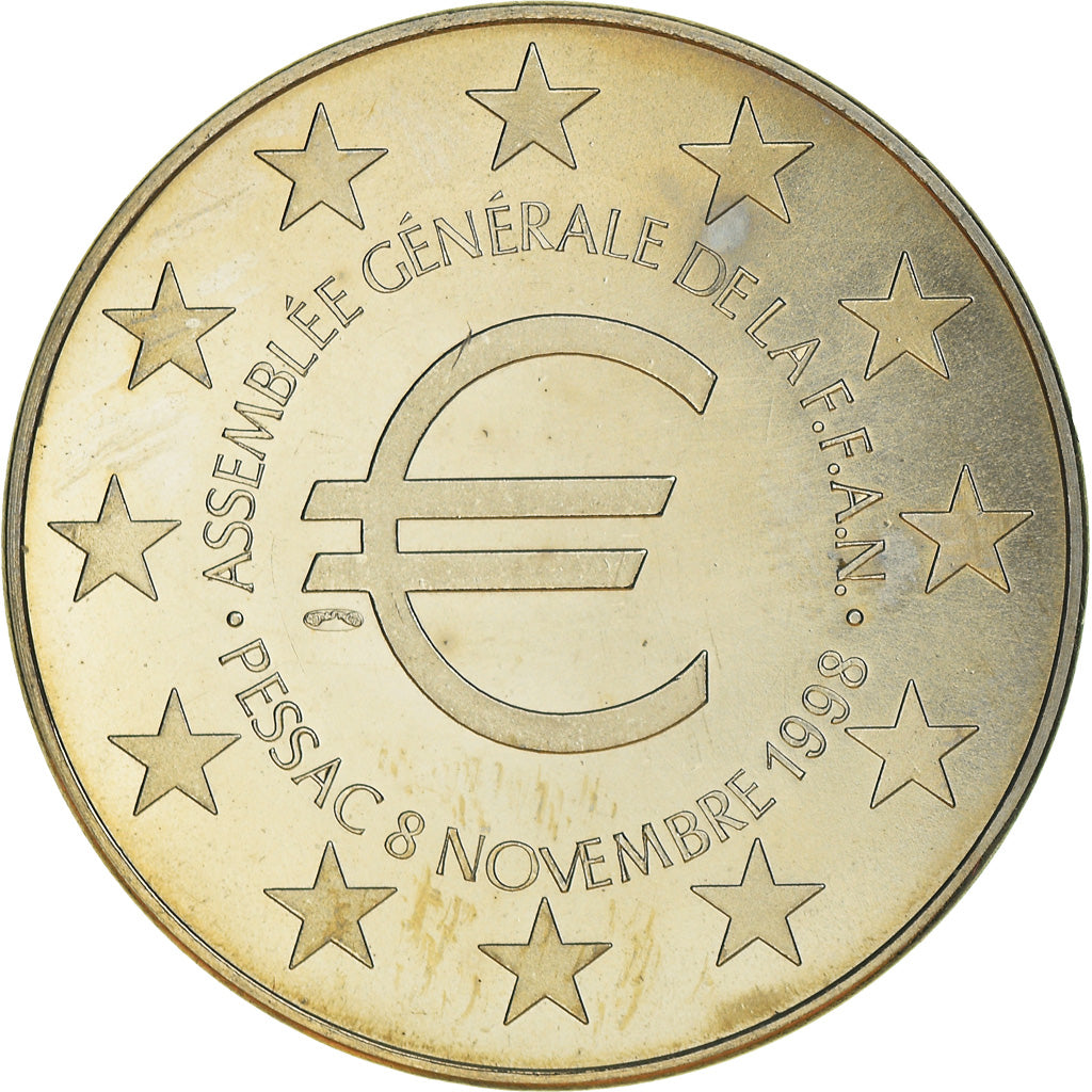 France, Token, 25 Ans de la FFAN, Pessac, 1998, MS(64), Copper Plated Silver