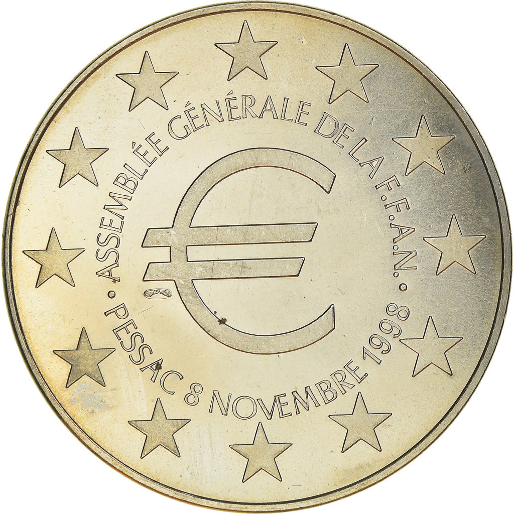 France, Token, 25 Ans de la FFAN, Pessac, 1998, MS(63), Copper Plated Silver