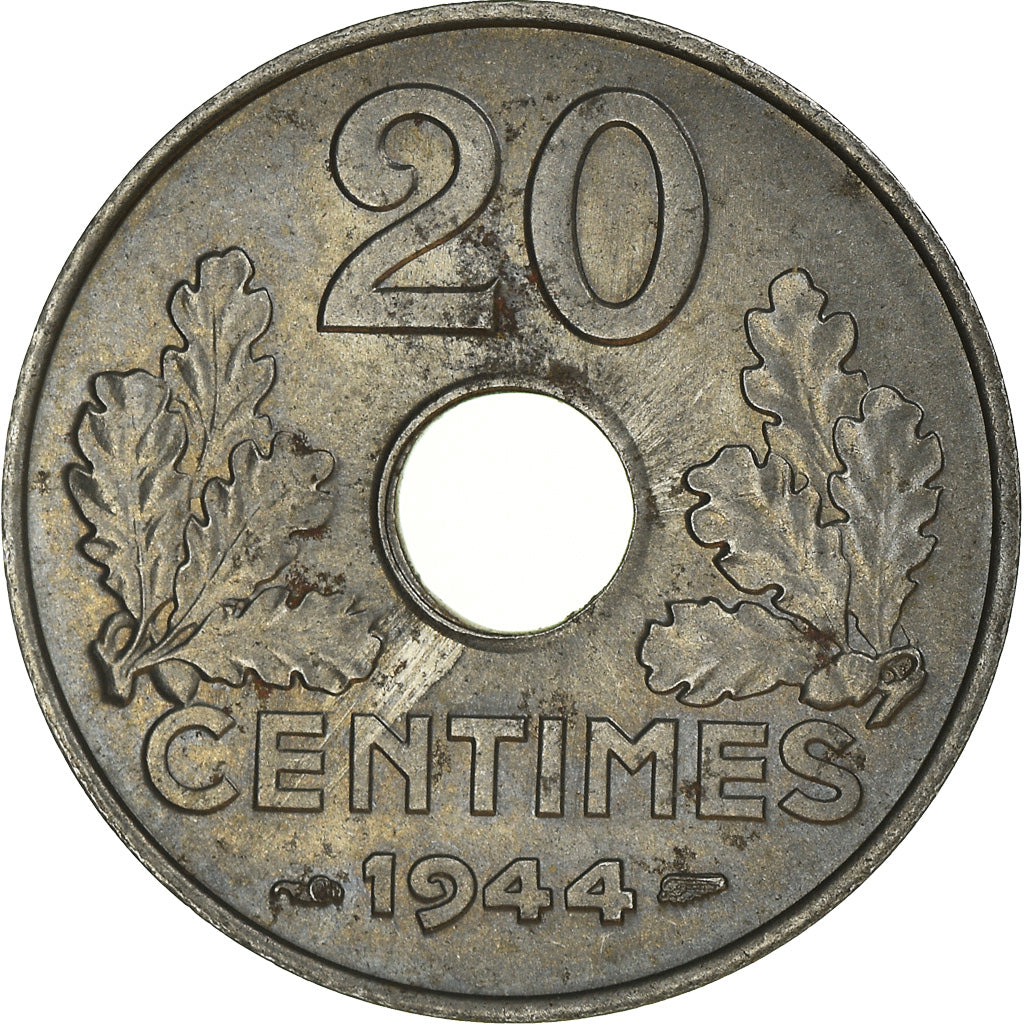 Coin, France, État français, 20 Centimes, 1944, AU(50-53), Iron, KM:900.2a