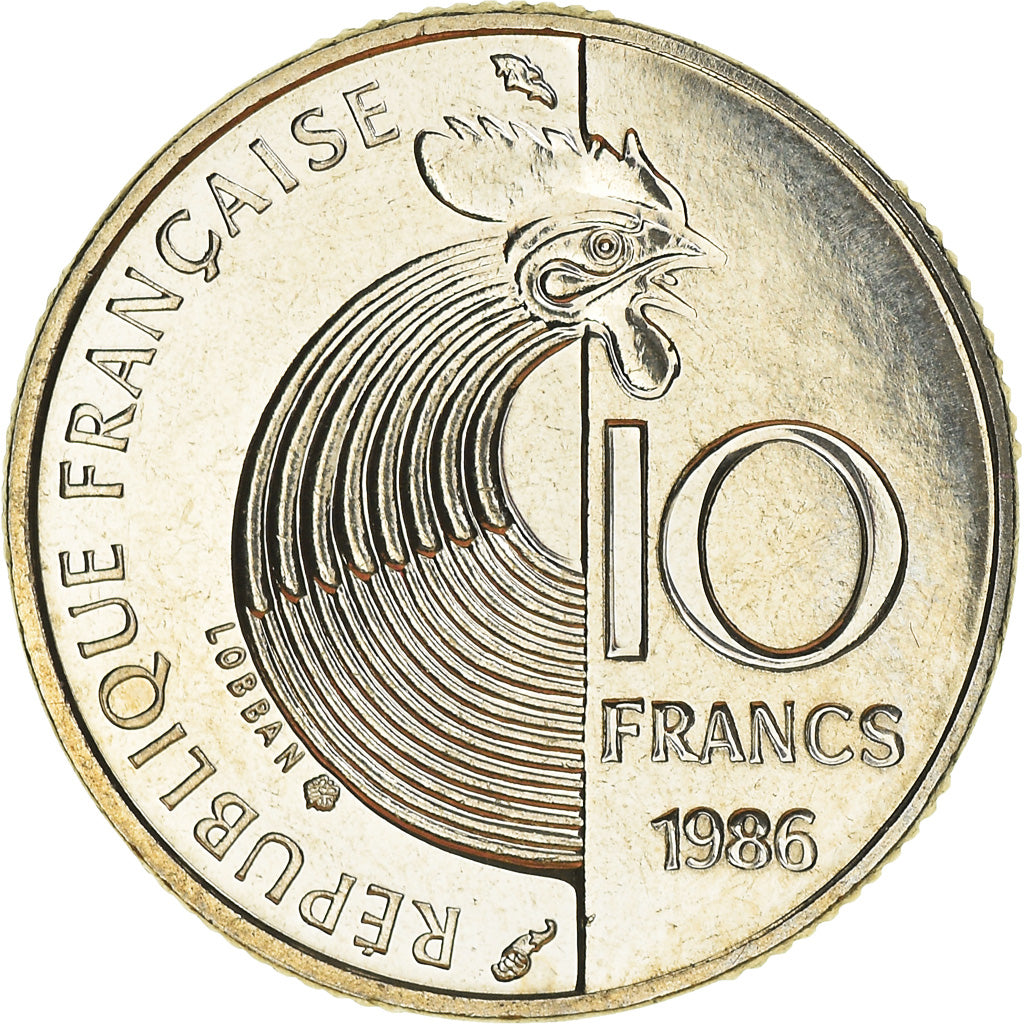 Moneta, Francja, Schumann, 10 Francs, 1986, MS(65-70), Nikiel, KM:958