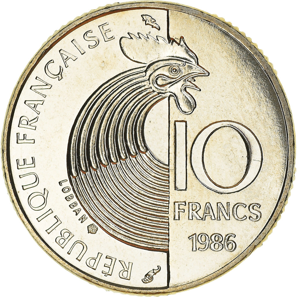 Moneta, Francja, Schumann, 10 Francs, 1986, MS(65-70), Nikiel, KM:958