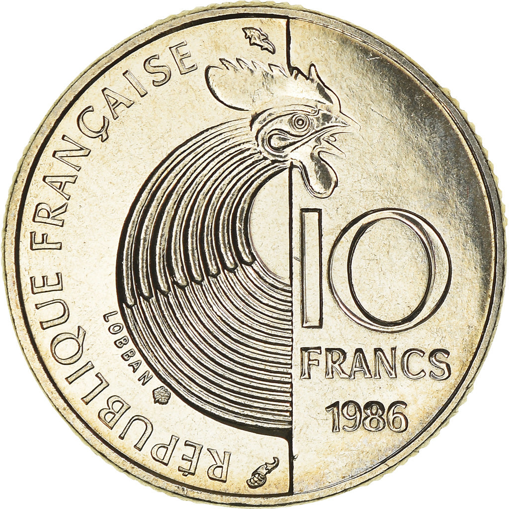 Moneta, Francja, Schumann, 10 Francs, 1986, MS(65-70), Nikiel, KM:958