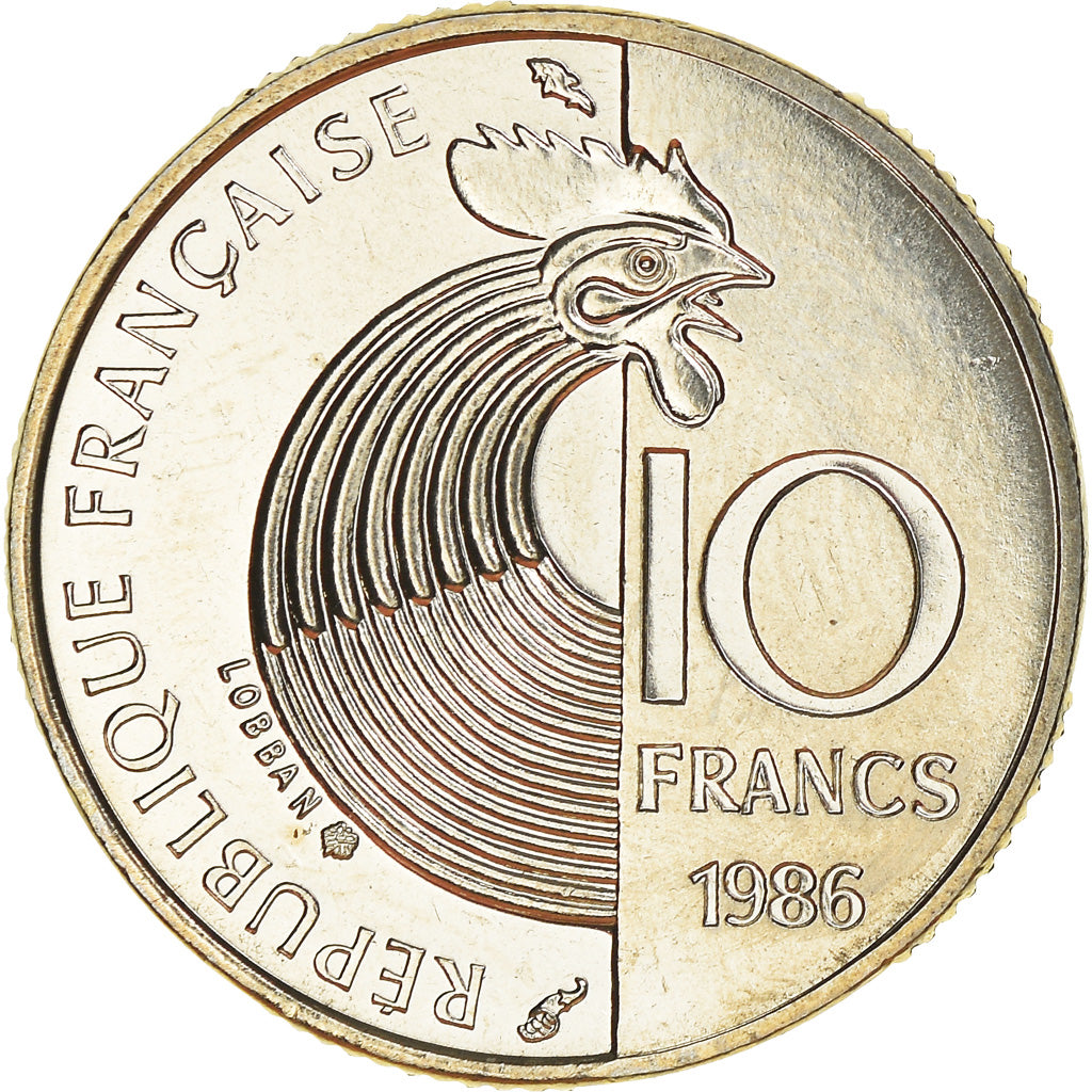 Moneta, Francja, Schumann, 10 Francs, 1986, MS(65-70), Nikiel, KM:958