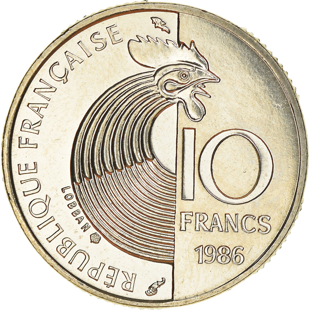Moneta, Francja, Schumann, 10 Francs, 1986, MS(65-70), Nikiel, KM:958