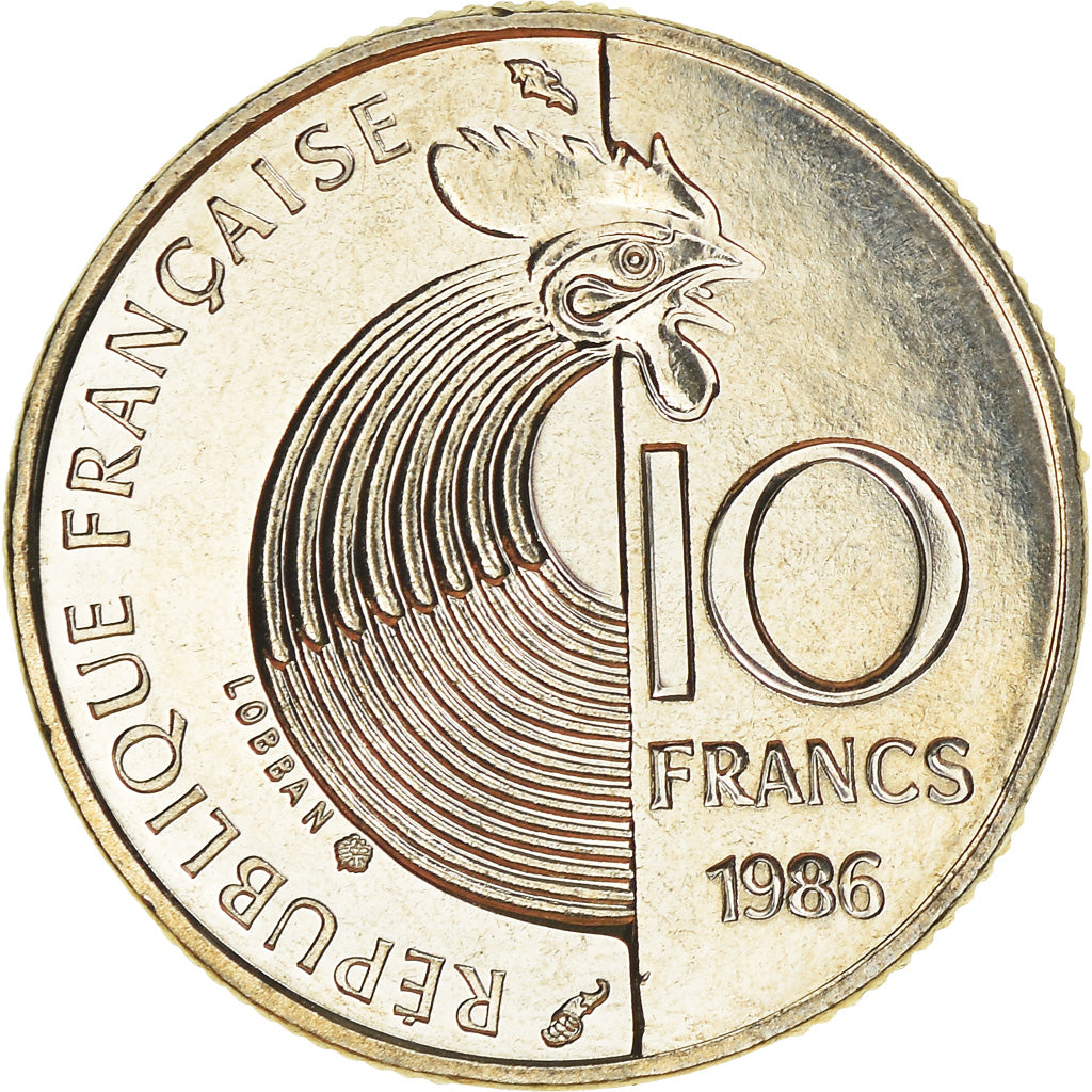 Moneta, Francja, Schumann, 10 Francs, 1986, MS(65-70), Nikiel, KM:958