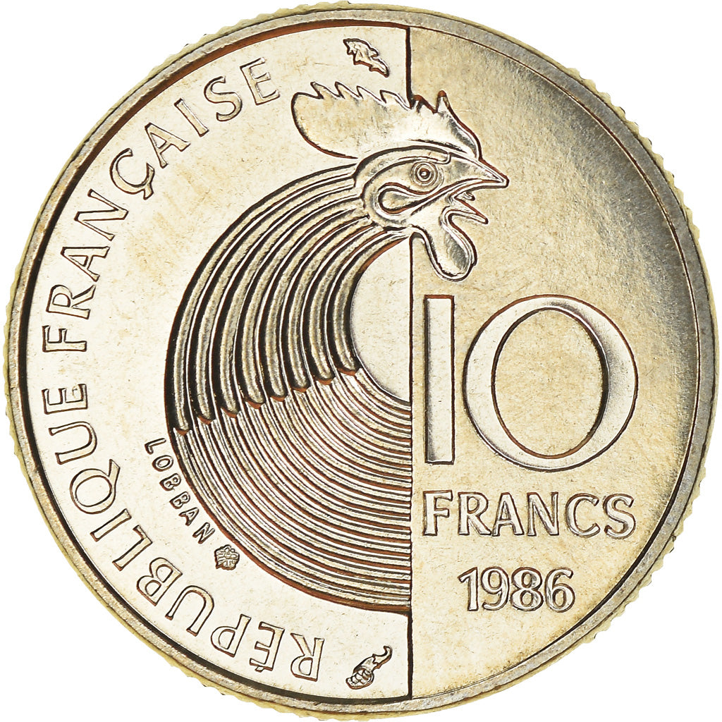 Moneta, Francja, Schumann, 10 Francs, 1986, MS(65-70), Nikiel, KM:958