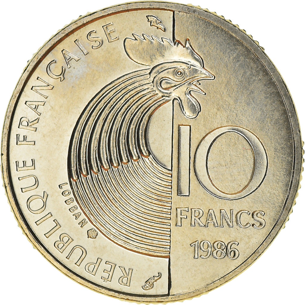 Moneta, Francja, Schumann, 10 Francs, 1986, MS(65-70), Nikiel, KM:958