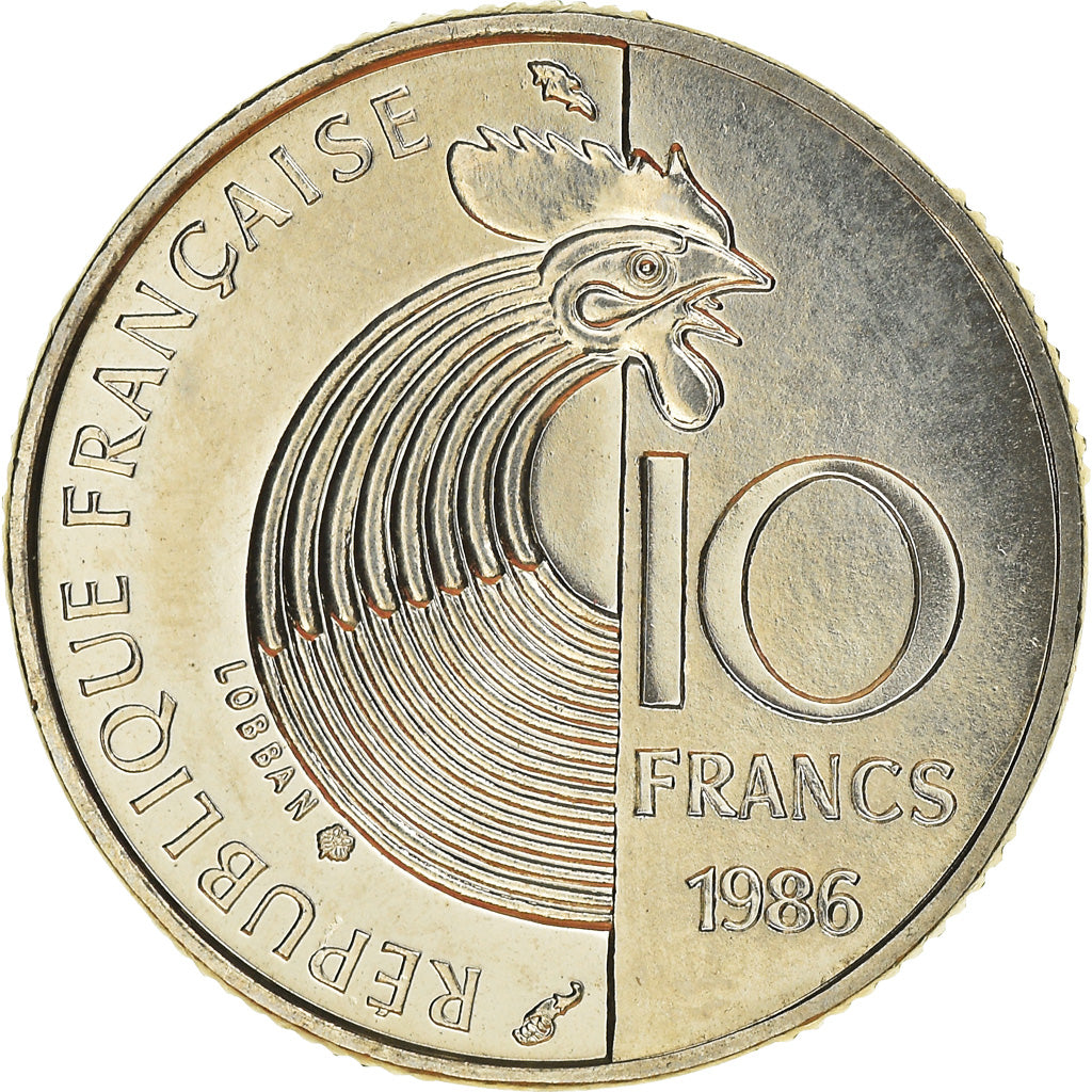 Moneta, Francja, Schumann, 10 Francs, 1986, MS(65-70), Nikiel, KM:958