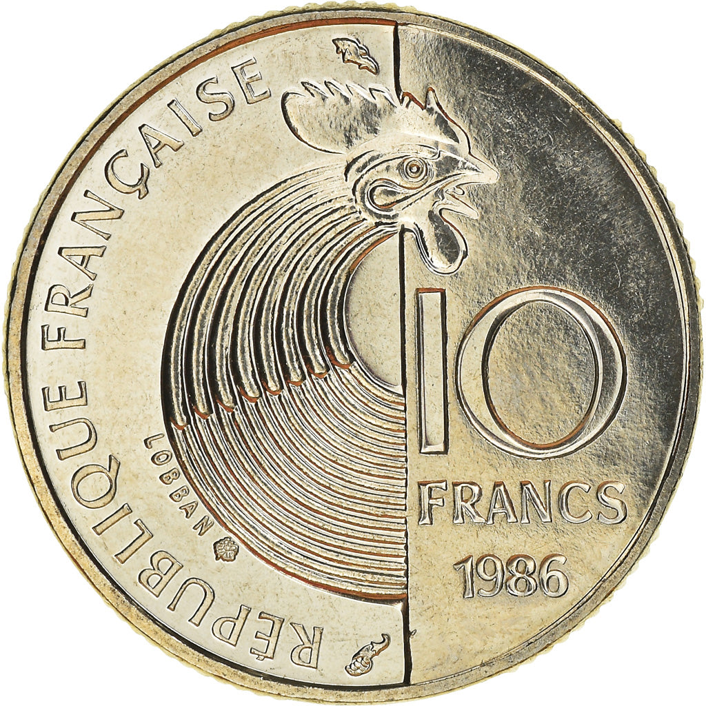 Moneta, Francja, Schumann, 10 Francs, 1986, MS(65-70), Nikiel, KM:958