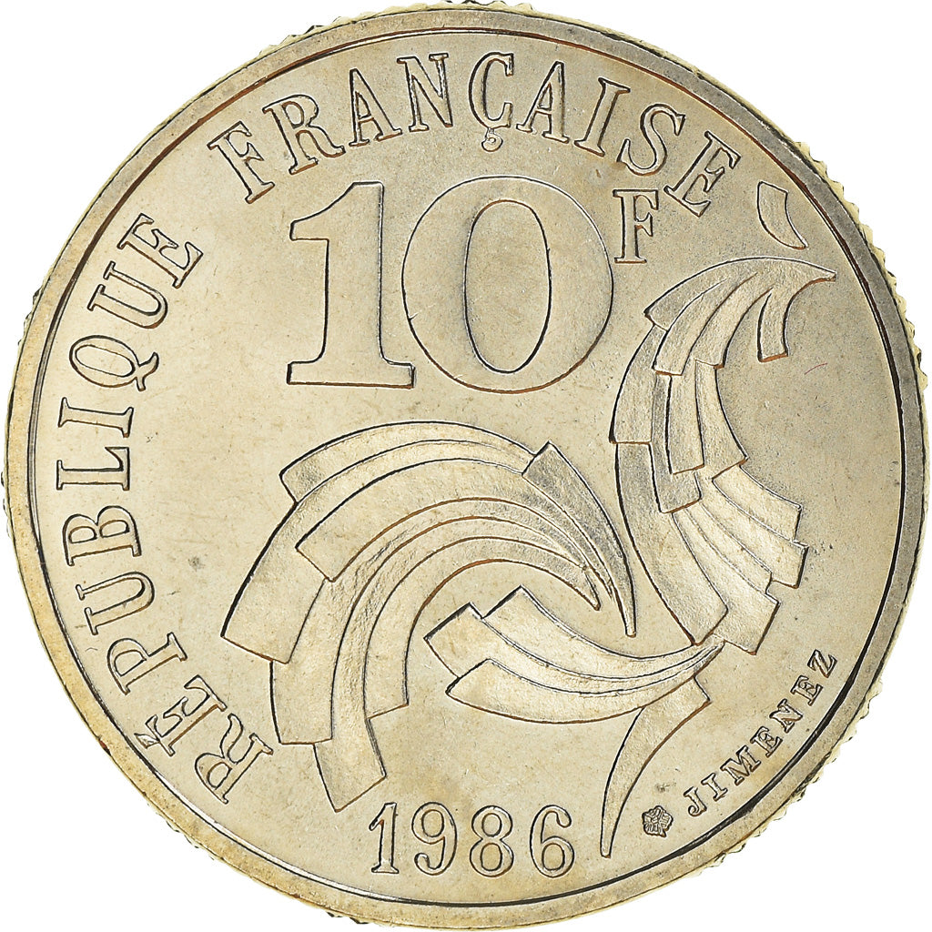 Coin, France, Jimenez, 10 Francs, 1986, Paris, MS(65-70), Nickel, KM:959